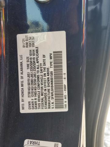 5FNRL6H84NB001589 - 2022 HONDA ODYSSEY TOURING Blau Foto 13