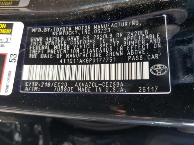 4T1G11AK6PU177751 - 2023 TOYOTA CAMRY SE NIGHT SHADE BLACK photo 12