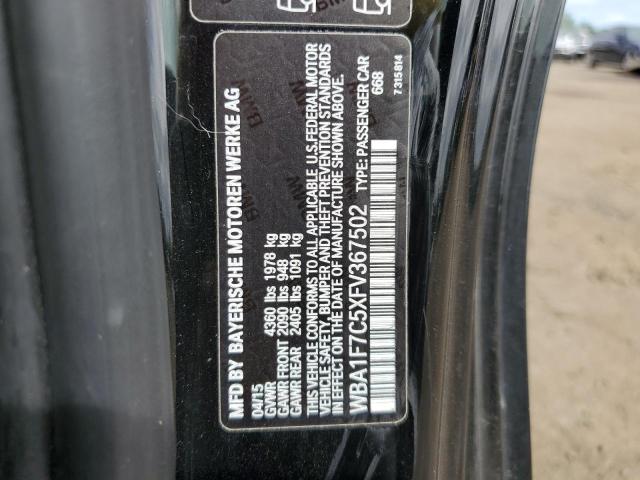 WBA1F7C5XFV367502 - 2015 BMW 228 XI BLACK photo 12