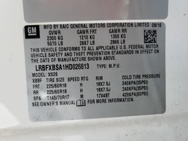 LRBFXBSA1HD026813 - 2017 BUICK ENVISION ESSENCE Սպիտակ լուսանկար 14