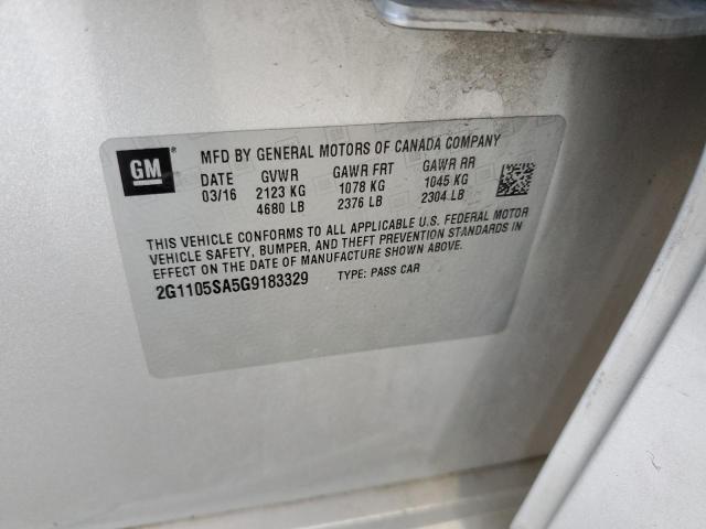 2G1105SA5G9183329 - 2016 CHEVROLET IMPALA LT SILVER photo 12