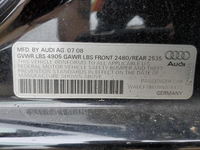 WAULF78K09N014472 - 2009 AUDI A4 2.0T QUATTRO BLACK photo 13