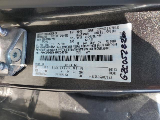 1FMCU9GD6JUC04760 - 2018 FORD ESCAPE SE Grau Foto 13