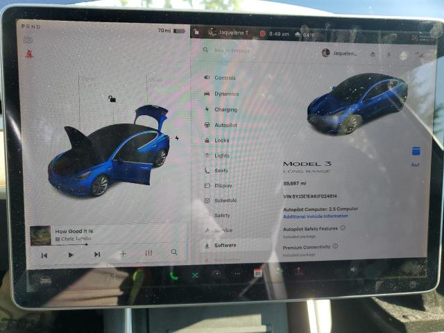 5YJ3E1EA6JF024814 - 2018 TESLA MODEL 3 أزرق صورة 9