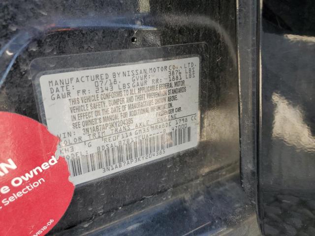 3N1AB7AP3KY204385 - 2019 NISSAN SENTRA S Noir photo 13