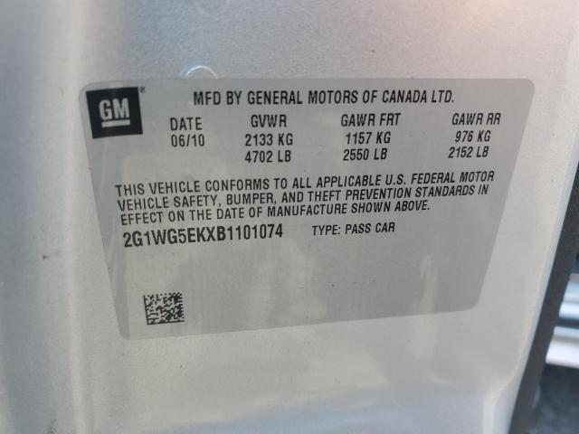 2G1WG5EKXB1101074 - 2011 CHEVROLET IMPALA LT SILVER photo 12