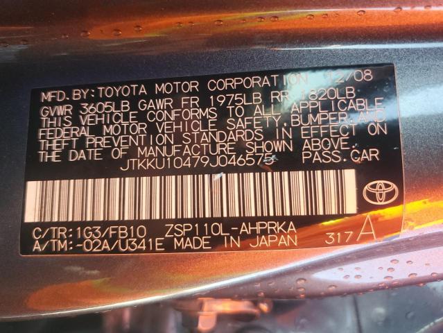 JTKKU10479J046575 - 2009 TOYOTA SCION XD CHARCOAL photo 12