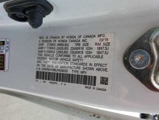 2HKRW1H86JH509035 - 2018 HONDA CR-V EXL თეთრი ფოტო 13