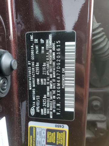 5XXGM4A77DG201615 - 2013 KIA OPTIMA LX BURGUNDY photo 12