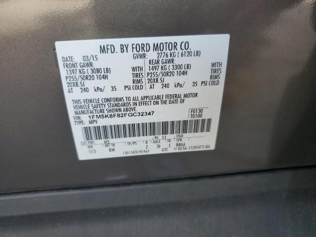 1FM5K8F82FGC32347 - 2015 FORD EXPLORER LIMITED BROWN photo 13