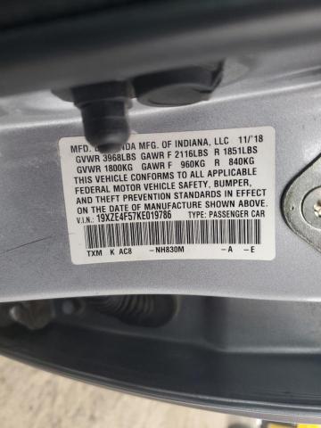19XZE4F57KE019786 - 2019 HONDA INSIGHT EX 银色 照片 13