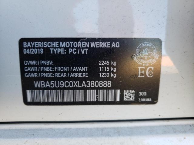 WBA5U9C0XLA380888 - 2020 BMW M340XI WHITE photo 10