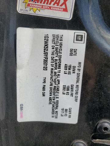 1G2WK52J9YF350120 - 2000 PONTIAC GRAND PRIX SE1 BLACK photo 12