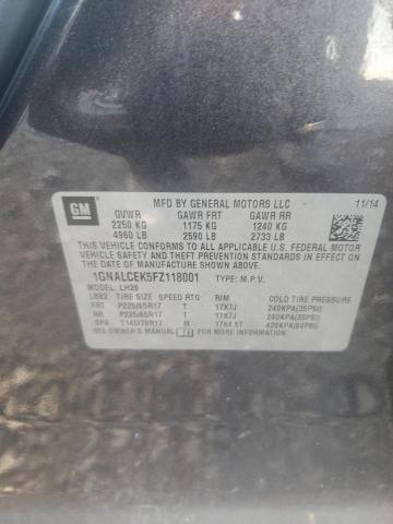 1GNALCEK5FZ118001 - 2015 CHEVROLET EQUINOX LT Graphite photo 13