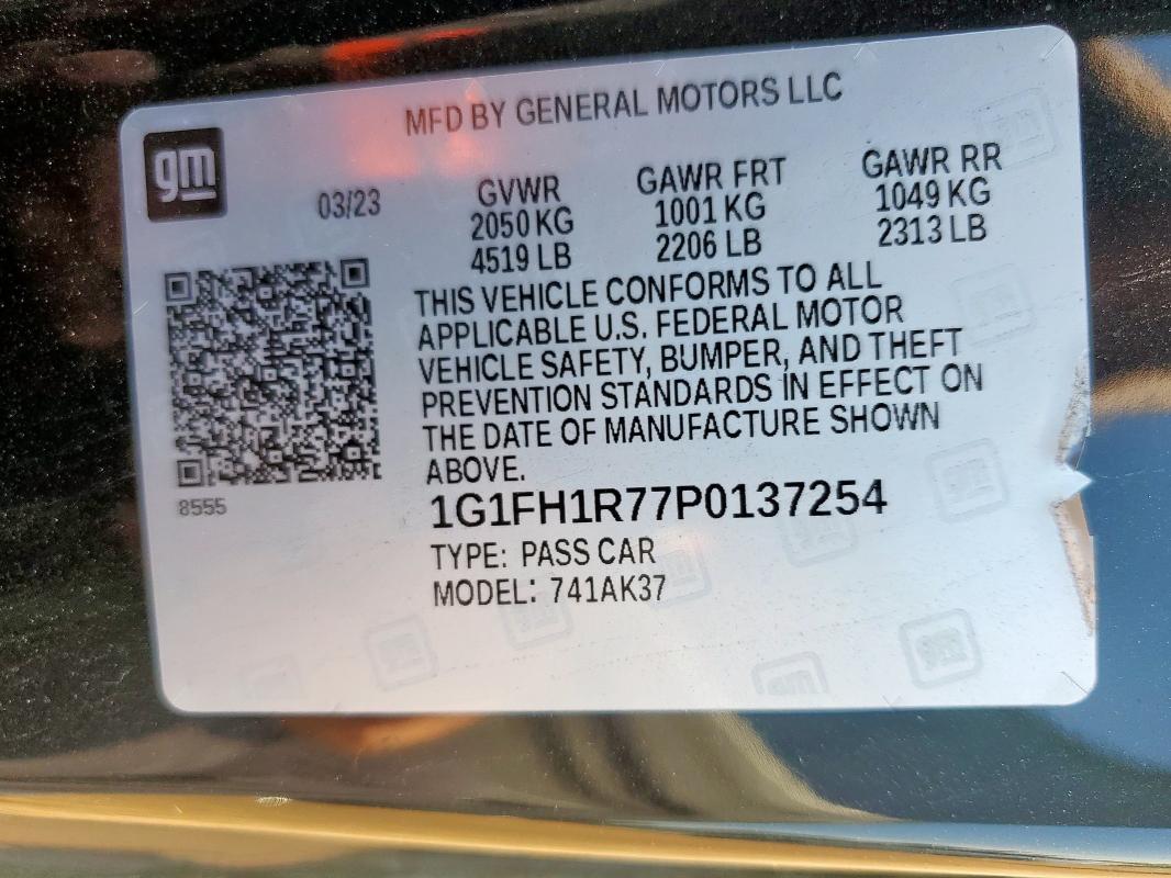 1G1FH1R77P0137254 - 2023 CHEVROLET CAMARO SS BLACK photo 13