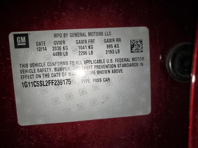 1G11C5SL2FF239175 - 2015 CHEVROLET MALIBU 1LT Շագանակագույն լուսանկար 12