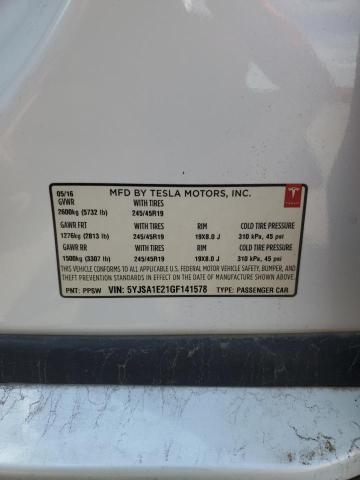 5YJSA1E21GF141578 - 2016 TESLA MODEL S Blanco foto 13