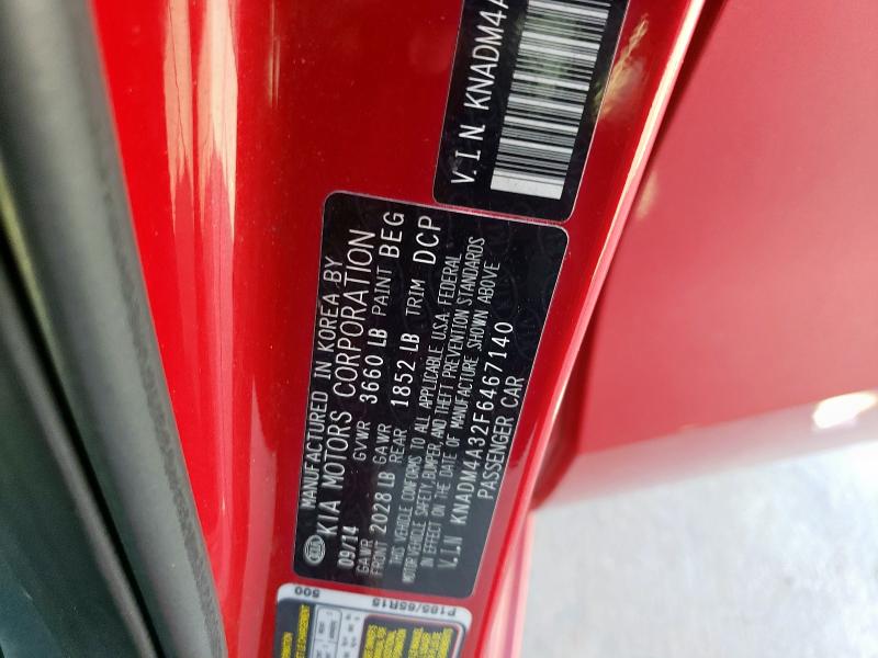 KNADM4A32F6467140 - 2015 KIA RIO LX RED photo 12