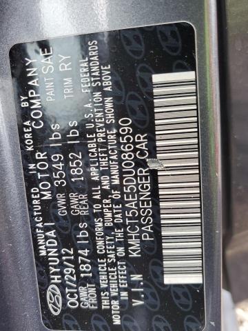 KMHCT5AE5DU086590 - 2013 HYUNDAI ACCENT GLS GRAY photo 12