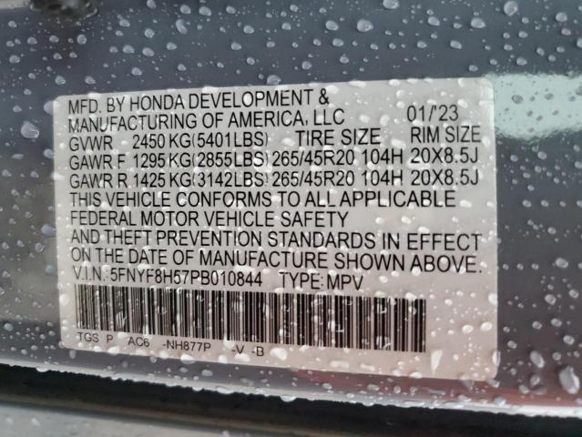 5FNYF8H57PB010844 - 2023 HONDA PASSPORT EXL أزرق صورة 13
