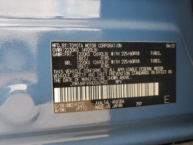 JTM16RFV6ND062903 - 2022 TOYOTA RAV4 SE 蓝色 照片 12