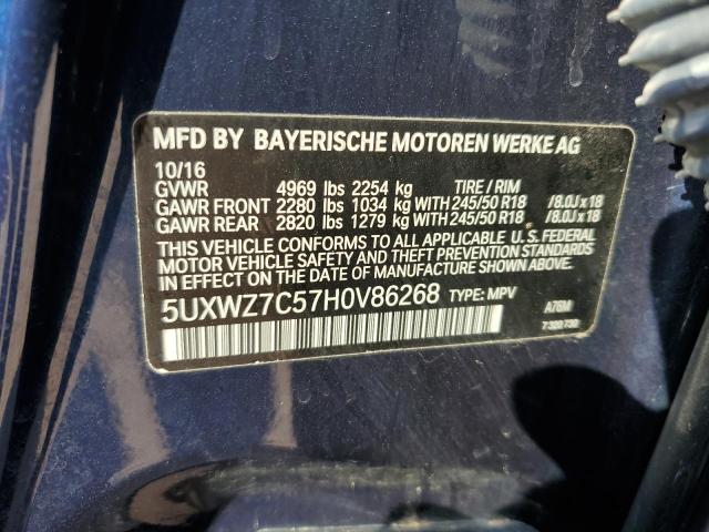 5UXWZ7C57H0V86268 - 2017 BMW X3 SDRIVE28I BLUE photo 12