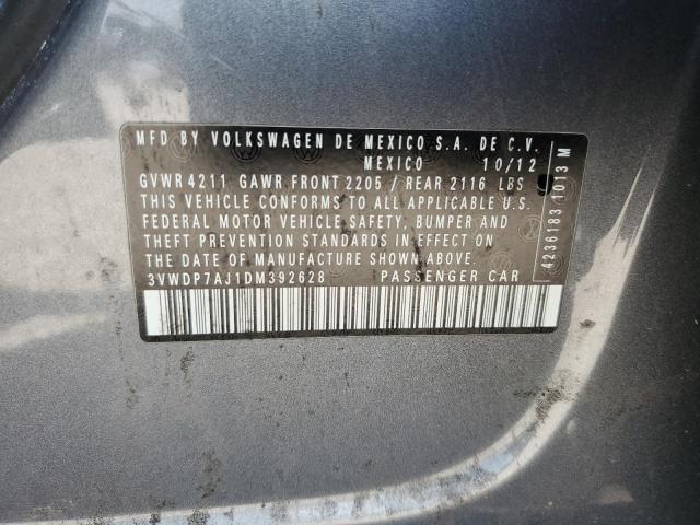 3VWDP7AJ1DM392628 - 2013 VOLKSWAGEN JETTA SE ნაცრისფერი ფოტო 13