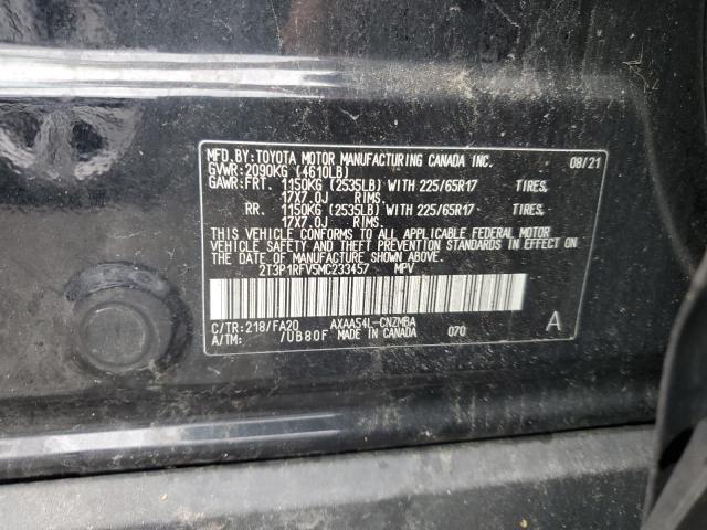 2T3P1RFV5MC233457 - 2021 TOYOTA RAV4 XLE BLACK photo 13