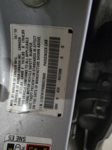 2HGFA1F90BH519049 - 2011 HONDA CIVIC EXL SILVER photo 12