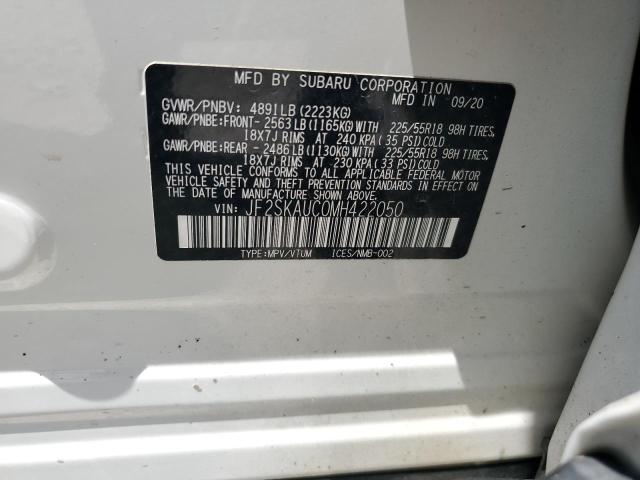 JF2SKAUC0MH422050 - 2021 SUBARU FORESTER LIMITED WHITE photo 12