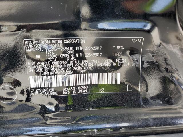JTMW1RFV5KD010064 - 2019 TOYOTA RAV4 XLE BLACK photo 13
