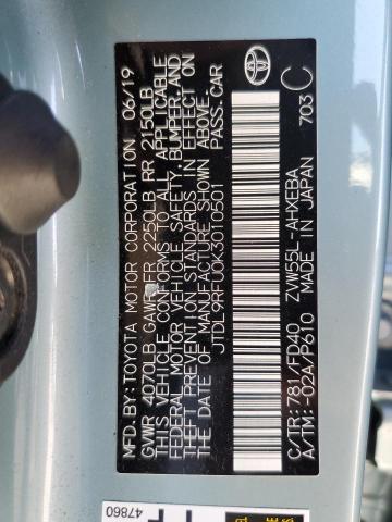JTDL9RFU0K3010501 - 2019 TOYOTA PRIUS Türkis Foto 12