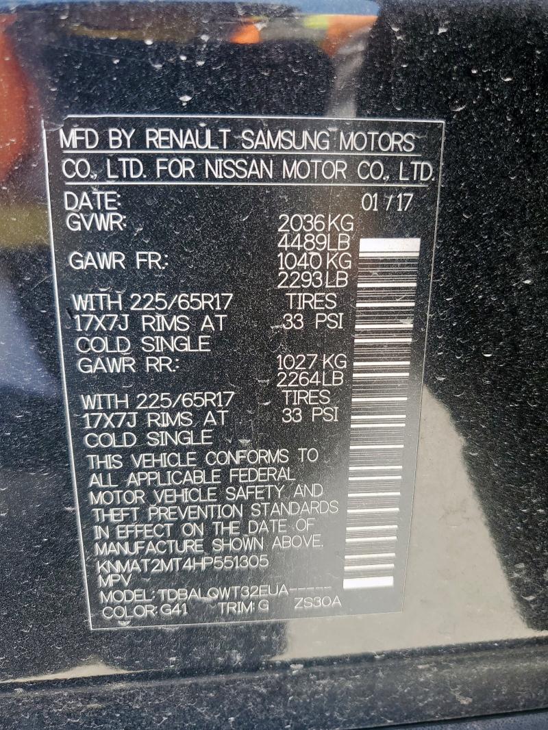 KNMAT2MT4HP551305 - 2017 NISSAN ROGUE S 黑色 照片 14