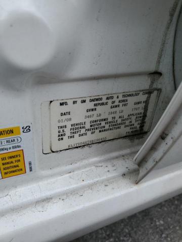 KL1TD56678B196455 - 2008 CHEVROLET AVEO BASE WHITE photo 12