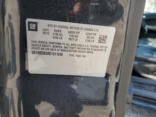 2G1WC5E38C1311243 - 2012 CHEVROLET IMPALA LTZ შავი ფოტო 12