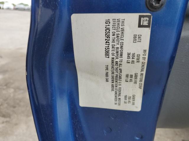 1G1JC52F247153687 - 2004 CHEVROLET CAVALIER BLUE photo 12