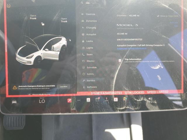 5YJ3E1EA5MF052723 - 2021 TESLA MODEL 3 WHITE photo 9