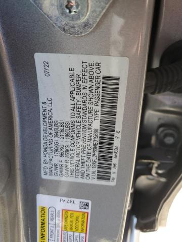 19XFL2H80NE019668 - 2022 HONDA CIVIC SPORT SILVER photo 12