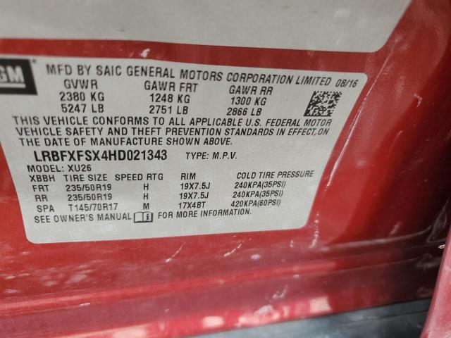 LRBFXFSX4HD021343 - 2017 BUICK ENVISION PREMIUM II Tünd qırmızı foto 13