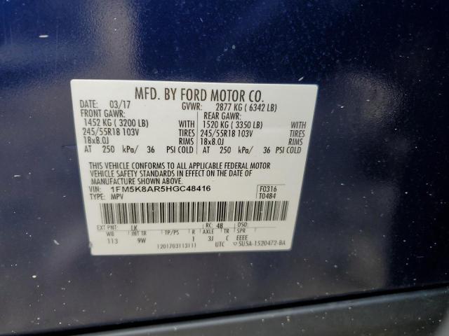 1FM5K8AR5HGC48416 - 2017 FORD EXPLORER POLICE INTERCEPTOR 蓝色 照片 13