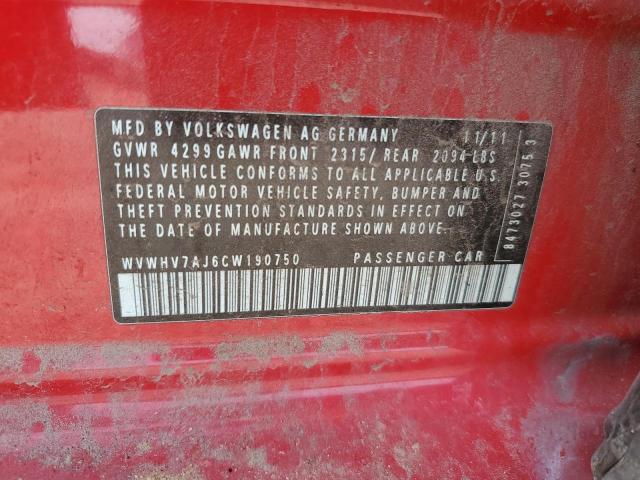 WVWHV7AJ6CW190750 - 2012 VOLKSWAGEN GTI 红色 照片 12