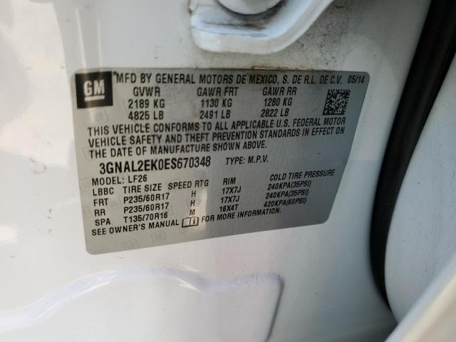 3GNAL2EK0ES670348 - 2014 CHEVROLET CAPTIVA LS 白色 照片 12