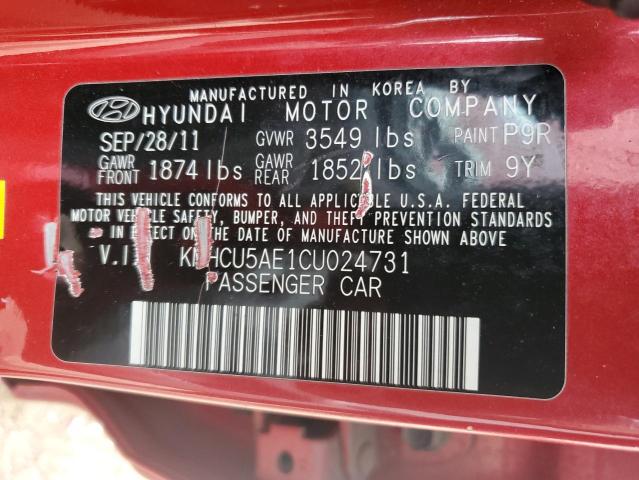 KMHCU5AE1CU024731 - 2012 HYUNDAI ACCENT GLS RED photo 12
