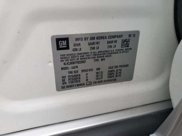 KL4CJBSB7FB220957 - 2015 BUICK ENCORE CONVENIENCE WHITE photo 12