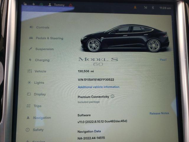 5YJSA1S14EFP30522 - 2014 TESLA MODEL S BLACK photo 9