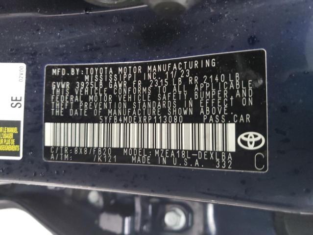 5YFB4MDEXRP113080 - 2024 TOYOTA COROLLA LE BLUE photo 13