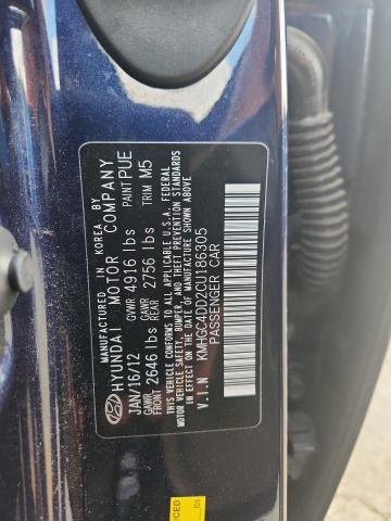 KMHGC4DD2CU186305 - 2012 HYUNDAI GENESIS 3.8L Bleu photo 12