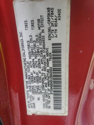 5TESM92N91Z862502 - 2001 TOYOTA TACOMA XTRACAB PRERUNNER Rojo foto 12