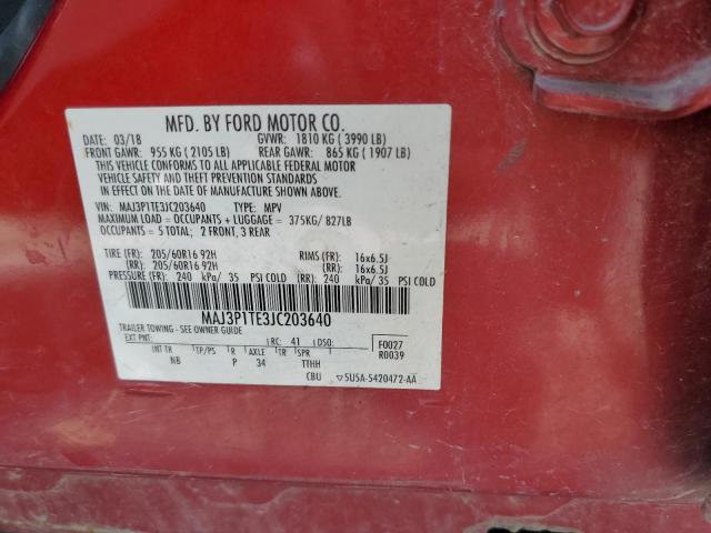 MAJ3P1TE3JC203640 - 2018 FORD ECOSPORT SE Қызыл фото 13