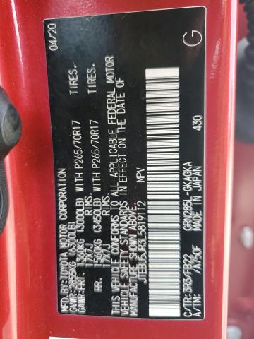 JTEBU5JR3L5819112 - 2020 TOYOTA 4RUNNER SR5/SR5 PREMIUM 红色 照片 13